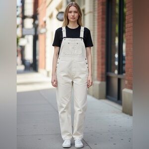 Levi's Off-White Denim Overalls with Wide Legs